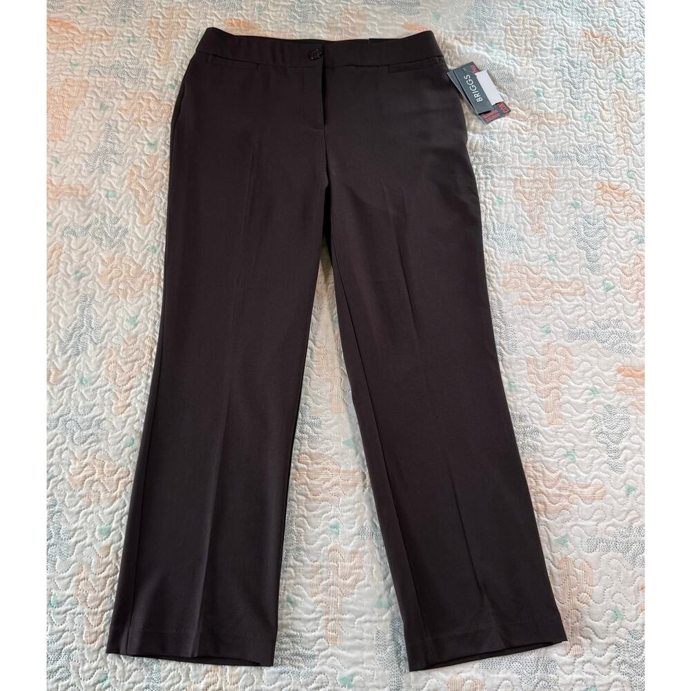 Briggs Womens Dress Pants 8S Brown Slimming Pull On Straight Leg